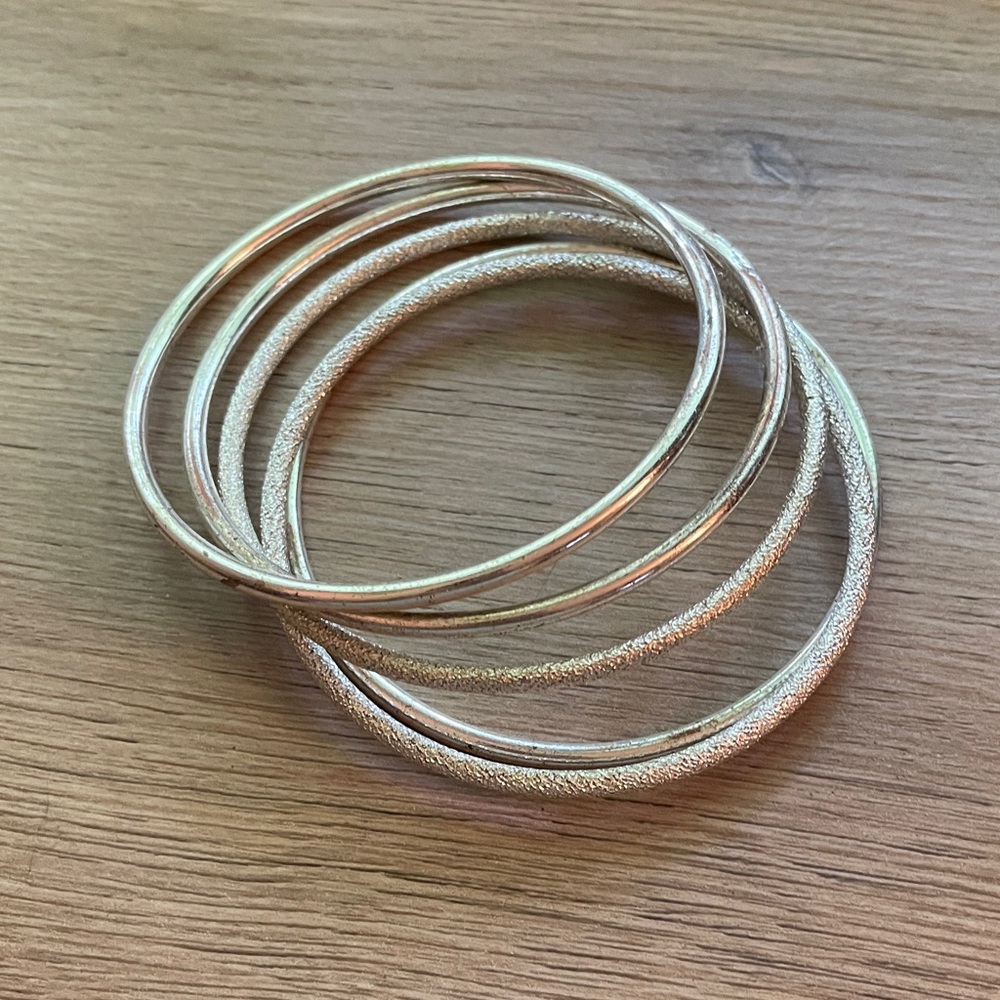 Silver Bangle Bracelet Set